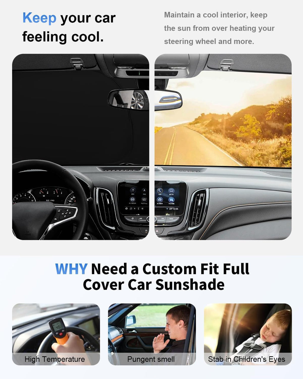 for Kicks Windshield Sun Shade Sunshade for 2018 2020 2021 2022 2023 2024 2025 Nissan Kicks S SV SR Crossover Accessories 2-Layer Car Front Window Sun Visor Shield Foldable Protector Blocks UV