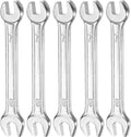 HARFINGTON 5pcs Double Open End Wrench 7mm x 8mm Metric 15 Degree Offset Angle Small Flat Head Wrench Galvanizing Open Ended Spanner for Automotive Repair Furniture Assembly
