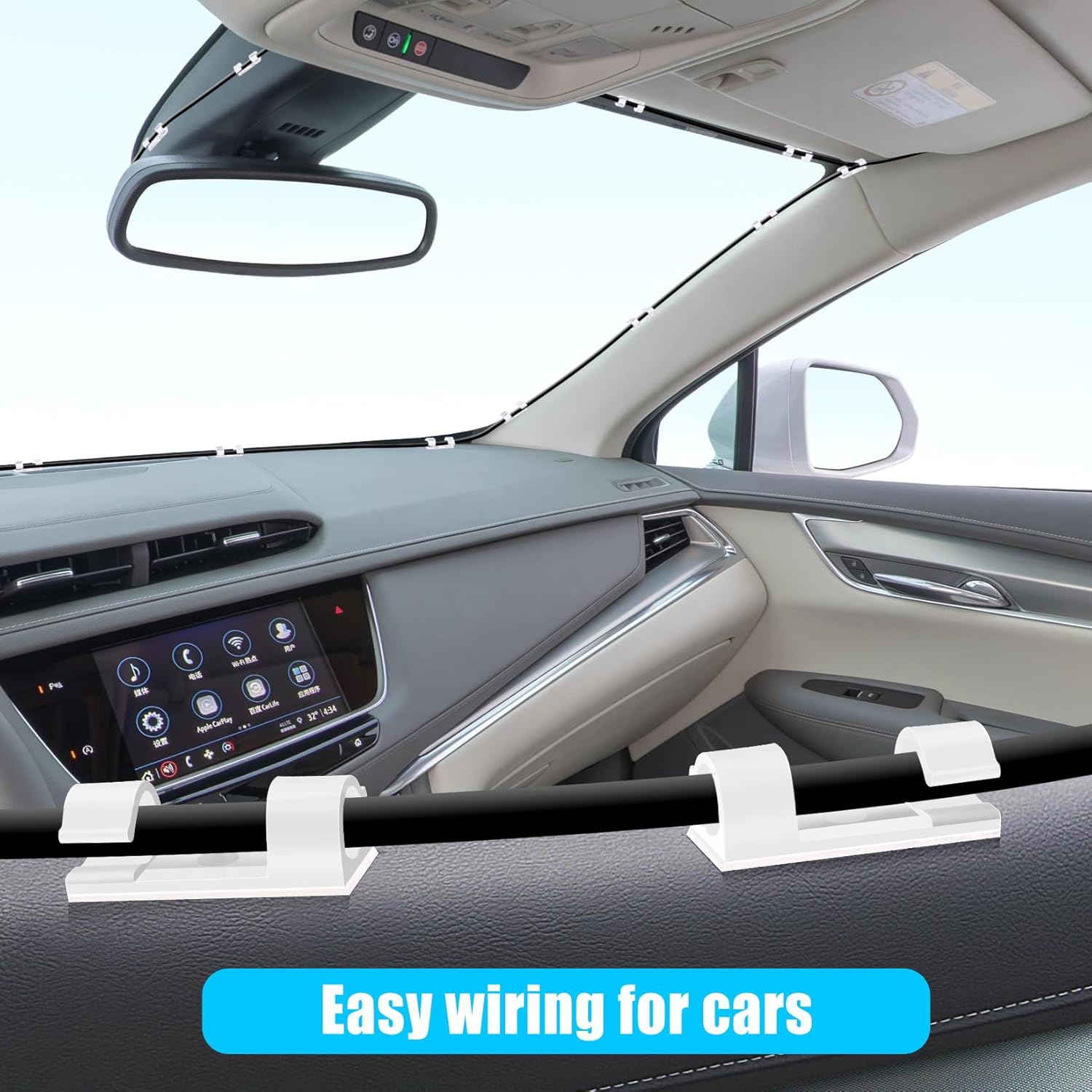XHF 35pcs Large Self Adhesive Cable Clips White,Wire Clips Cable Management Wire Organizer Cord Holder for Under Desk, Car, Wall, TV PC Ethernet Cable