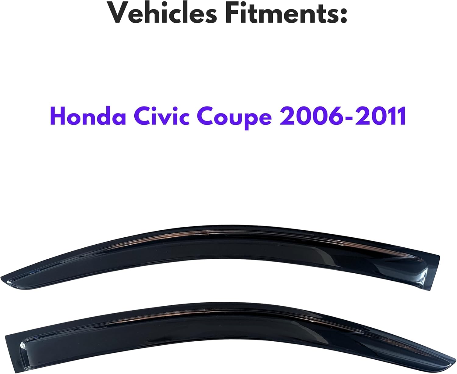 KPY Window Visor Compatible with Honda Civic Coupe 2006-2011, 2PC Rain Guard Side Window Vent Deflectors Tape-On Style, 2006 2007 2008 2009 2010 2011