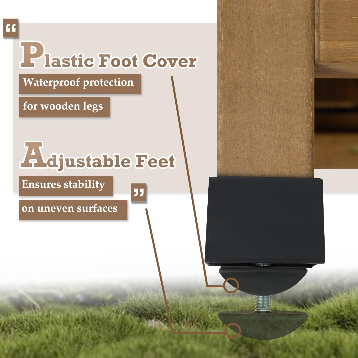 Outdoor Storage Cabinet Waterproof with Shelves, Storage Box with Lockable Doors, Wood & Metal Patio Yard Pool Garden Storage Cabinet Organizer, Gifts for Women Men