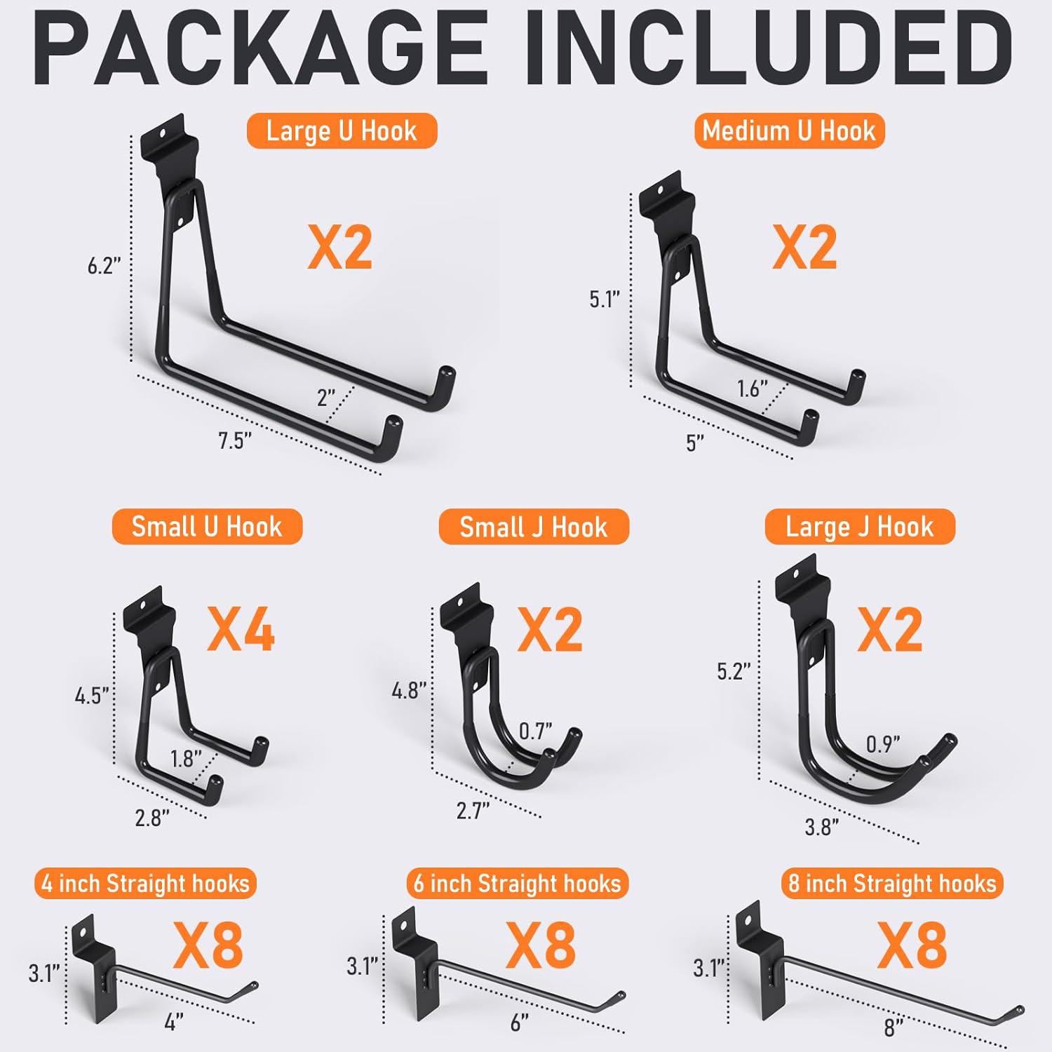 INCLY 36 Pack Heavy Duty Slatwall Hooks, Black Garage Slatwall Panel Accessories Utility Hooks, Slat Wall Hanging Hooks and Hangers for Garages, Sheds, Basements