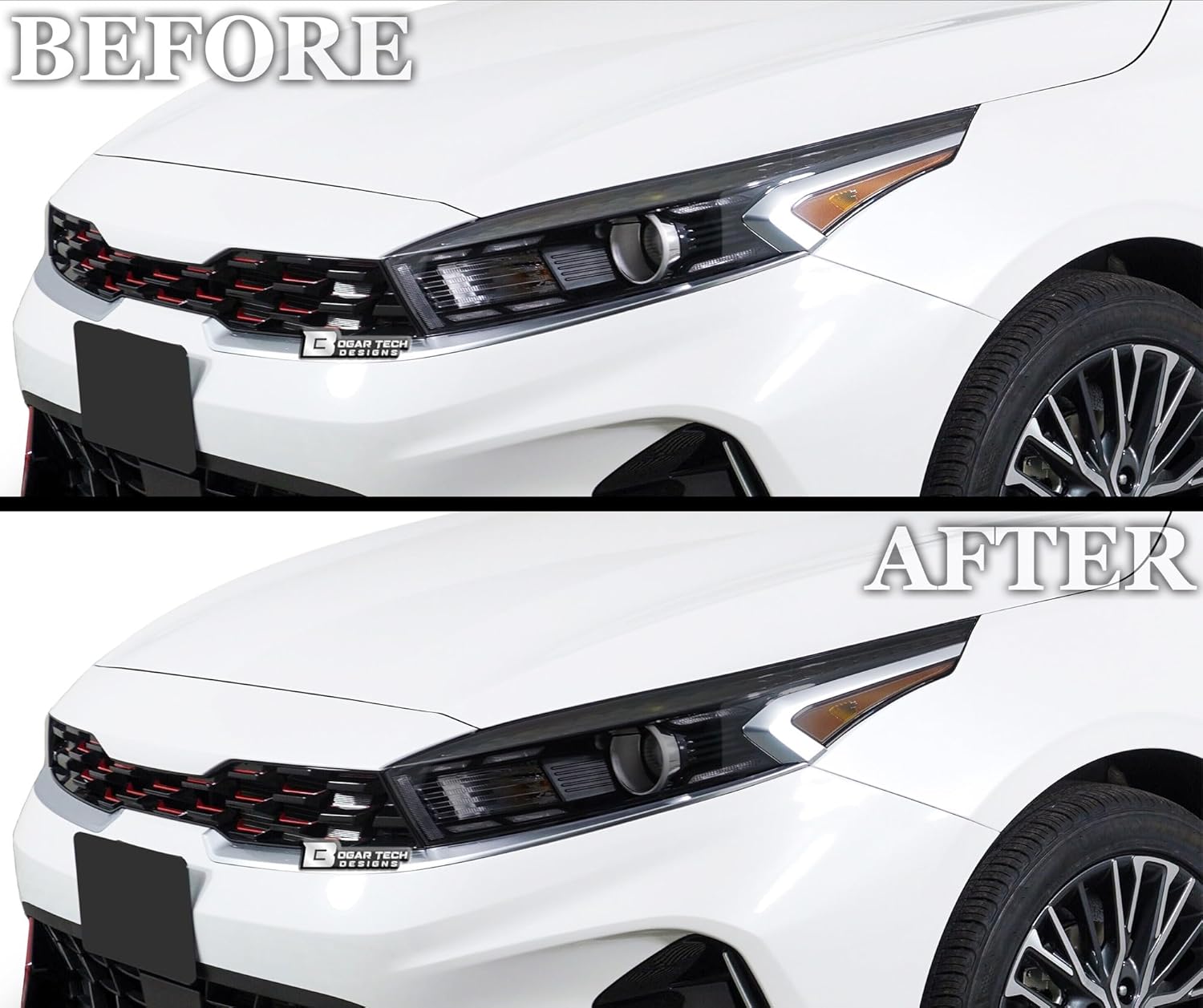 BOGAR TECH DESIGNS Full Headlight Head Light Tint Kit Compatible with Kia Forte 2022-2024, Light Smoke