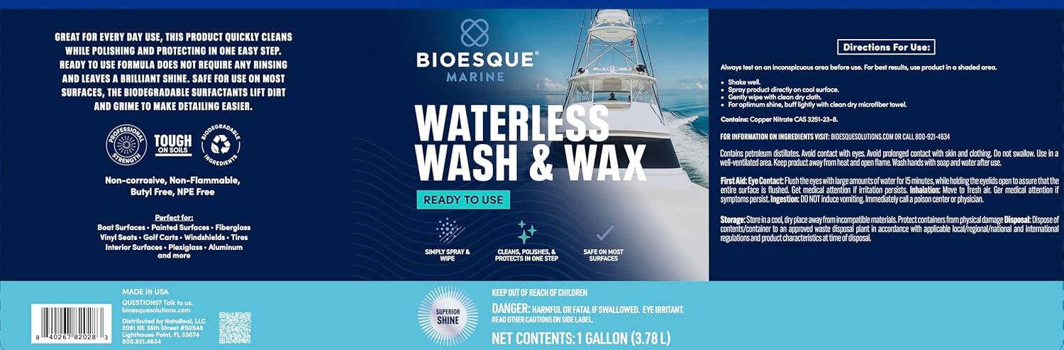 Bioesque Marine Waterless Wash & Wax, 1 Gallon (Pack of 1)