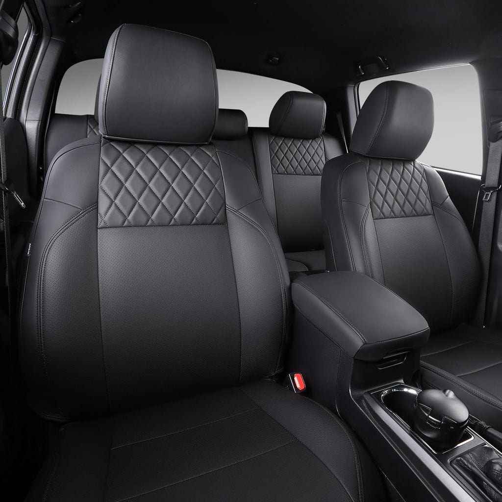 PTYYDS Seat Covers Compatible with 2016-2023 Toyota Tacoma Seat Covers SR5 TRD Off Road Limited PU Leather Car Full Set Protector Replacement for 2016-2023 Toyota Tacoma Accessories