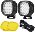 BIGLION.X 4 Inch Pair 160W Round LED Offroad Lights Super Bright Driving Offroad Pod Lights Fog Lights Work Light Bumper Light Pods with Amber Covers Wiring Harness for Pickup Trucks SUV UTV ATV