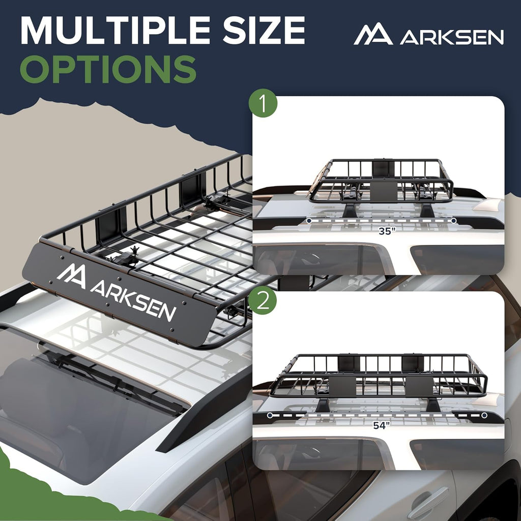 ARKSEN 54 x 34 x 6 Inch Universal Roof Rack with Extension, 150 LBS Heavy Duty Capacity Rooftop Cargo Basket for SUV, Truck, RV, Pickup