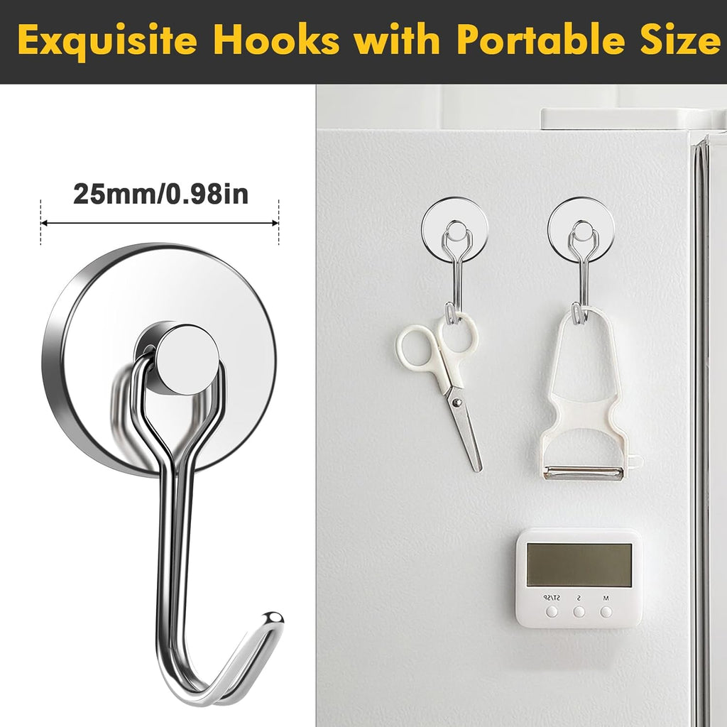 MIKEDE Magnetic Hooks, 70LB+ Swivel Swing Strong Magnetic Hooks Heavy Duty,Neodymium Cruise Hooks Magnets for Hanging, Home, Workplace, Metal Door, Office and Garage - Pack of 4