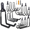 12 Pack Garage Hooks,Detachable Garage Storage Hooks Steel Heavy Duty Utility Garage Wall Mount Hooks with Anti-Slip Coating for Hanging Bike,Ladder and Garden Tools.