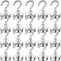 DIYMAG Magnetic Hooks, 50 LB Heavy Duty Magnet with Hook,20 Packs Strong Rare Earth Neodymium Magnets for Hanging, Magnetics Hanger for Curtain, Home, Kitchen, Workplace