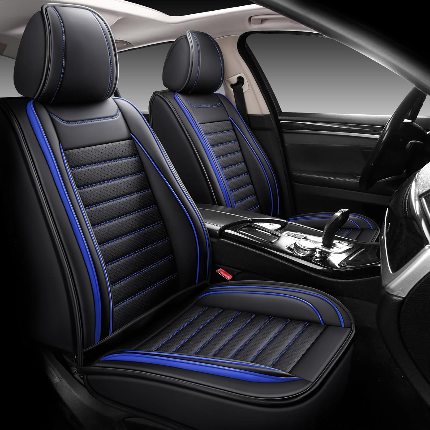 Leather Car Seat Covers Full Set, Universal Faux Leather Car Seat Covers 5 Seats, Automotive Seat Covers for Most Sedans SUVs Trucks, Front and Rear Seat Covers,Wine Red