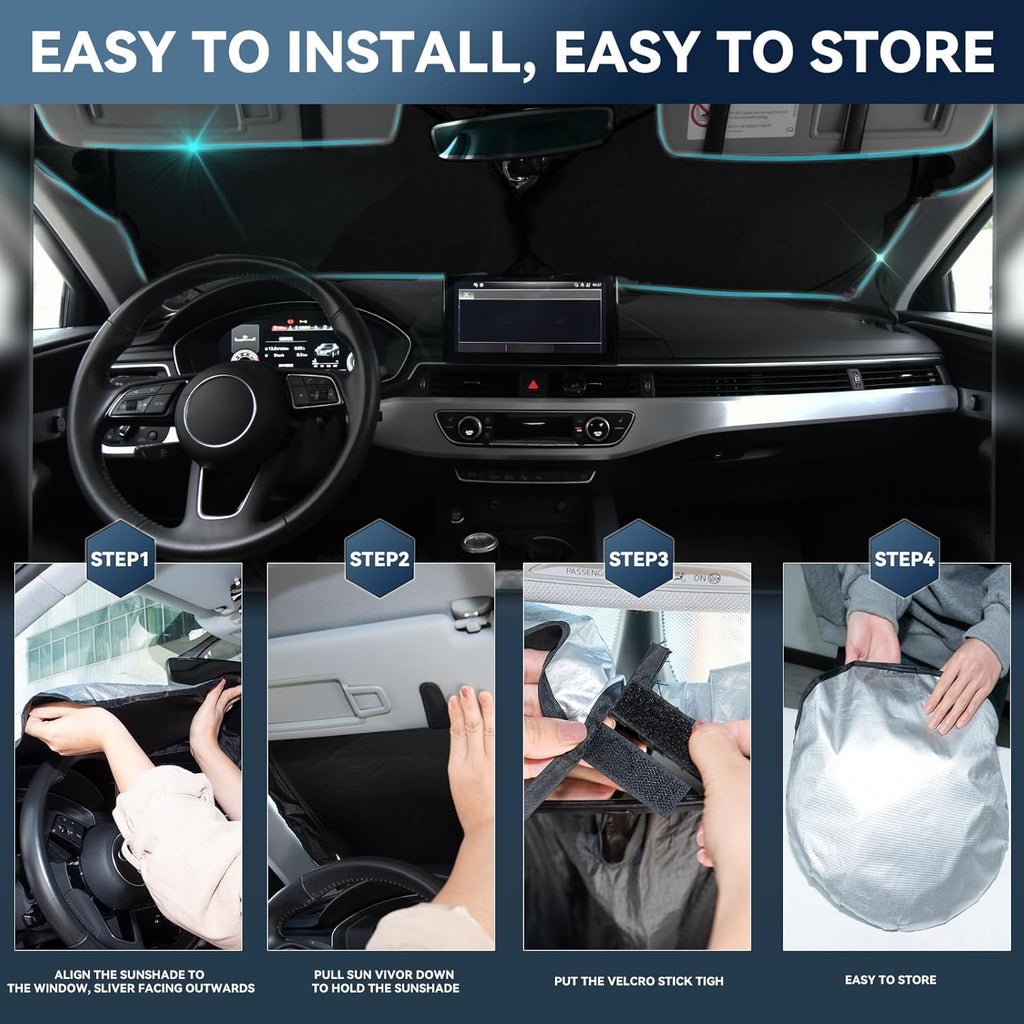 Windshield Sun Shade for Toyota Camry 2025 2026 LE XLE Hybrid SE XSE - 4 Layers Car Sunshades for Front Windows Shade Cover Custom Fit Camry Sun Visor 240T Retractable Blocks Shade UV Rays Accessories
