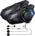 Motorcycle Helmet Bluetooth Headset, 10 Way 2KM Helmet Communication System, Multitasking Audio Motorcycle Intercom, 2 Mics&40mm Speaker, 2 Pack