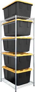 SafeRacks 5-Tier Steel Tote Rack WS-BR27 - Maximize Space, Declutter, NSF Certified, Bin Storage for Garage, Pantry, Kitchen, 31" x 23" x 68" (Silver, 1 Pack)