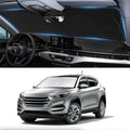 Custom Fit Tucson Windshield Sunshade for Hyundai Tucson 2016 2017 2018 2019 2020 2021 Front Window Shades Cover for Windshield Sun Visor Protector 210T Reflector Blocks UV Rays Cooler Car Accessories