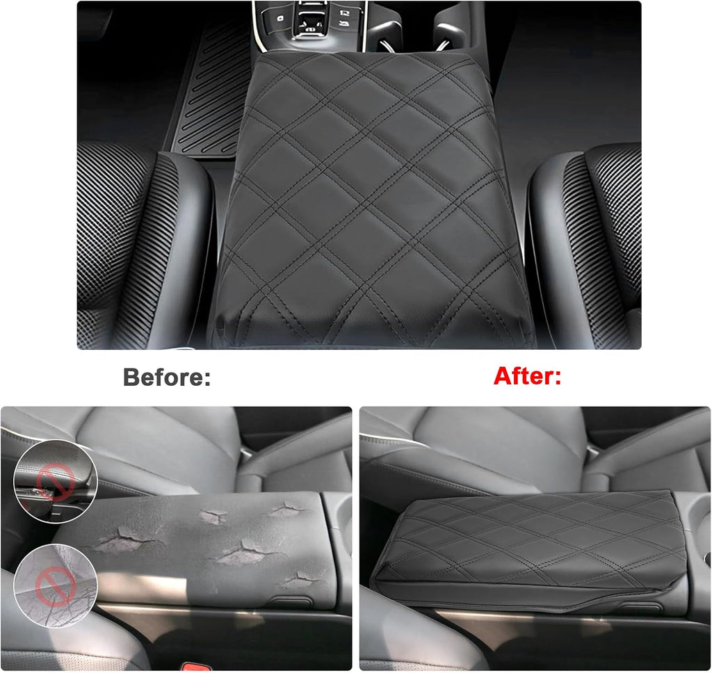 SXCY for 2023 2024 2025 Toyota Crown Armrest Cover Pad for Toyota Crown Accessories 2023-2025 Crown Signia Center Console Cover Cushion 2025 Crown Middle Console Cover (Add-Pad w/Argyle&Black Line)