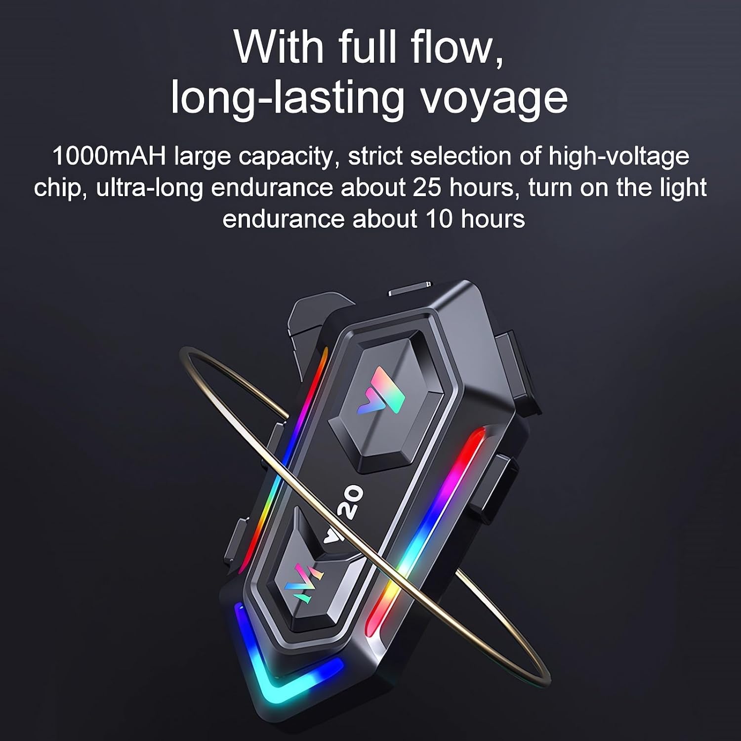FEYA Motorcycle Helmet Speakers with 16-Types RGB Dazzling Lights High Battery Life Motorcycle Headphones Dual Noise Reduction/Automatic Answer/Call Music Control/Wake up Siri/IPX6