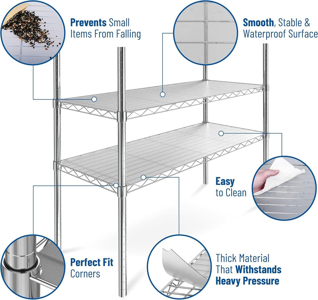 Shelf Liners for Wire Shelf System: Set of 5 in Clear: 24 x 60 inch: Plastic Wire Shelving Shelf Mats