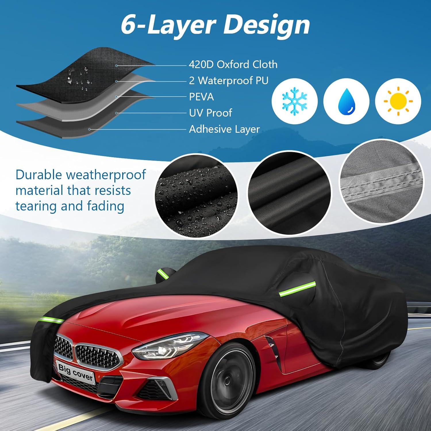 Car Cover for BMW Z4 E85 E86 E89 G29 Z4 M40i Coupe Roadster 2002-2025 Z4 Automobiles, Waterproof 420D Oxford Cover Outdoor Full Car Covers with Zipper Windproof Heavy Duty All Weather (Black)