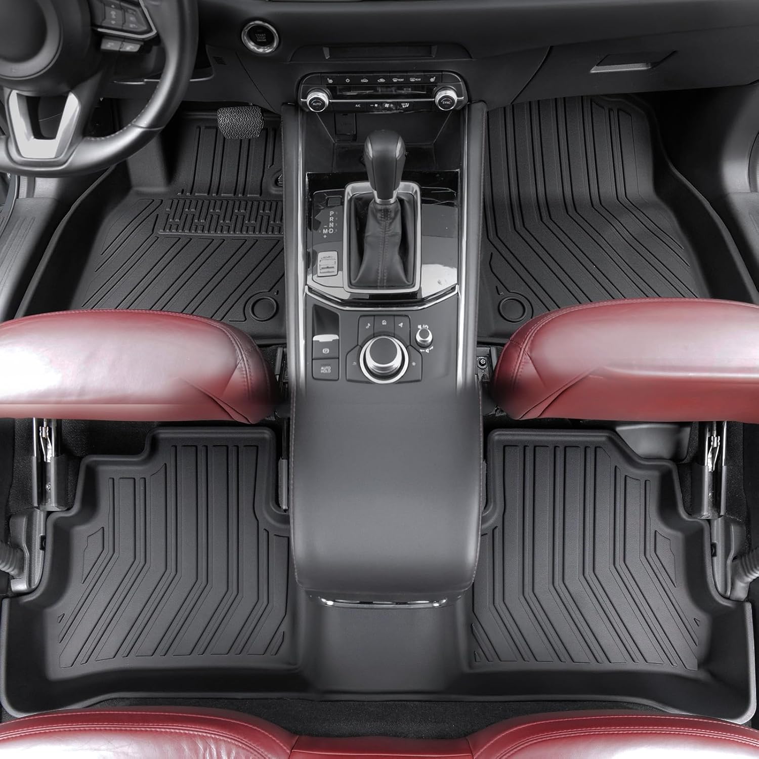 Floor Mats Set for Mazda CX-5 2017-2024 2025 Accessories, Full Coverage All Weather Floor Mats Cargo Mat with Backrest Protectors & Door Sill Guards