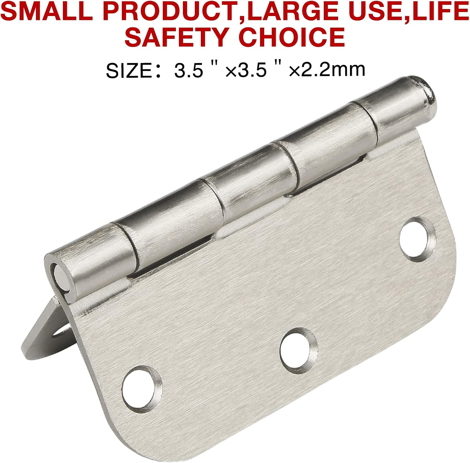 3 Pack Rounded Door Hinges Brushed Nickel 3.5 Inch 5/8" Radius Hardware Satin 3 ½" Heavy Duty Flat Iron Silver Hinge for Doors Kit Interior 3 1/2" Bedroom Kitchen Living Storage Study Room Hallway