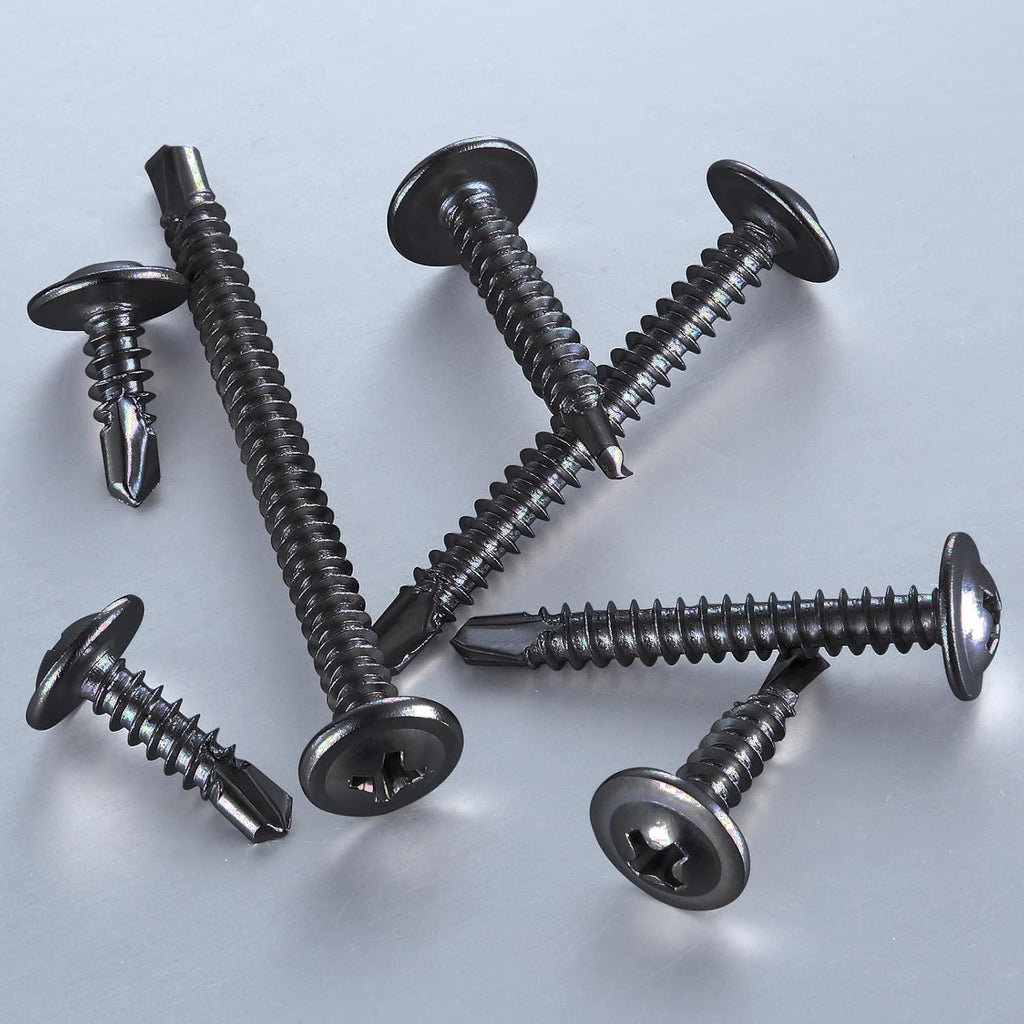 (200 pcs) Wensilon #10×1” for Sheet Metal Self-Tapping Screws 410 Black Stainless Steel Truss Head High-Strength Quick Tapping