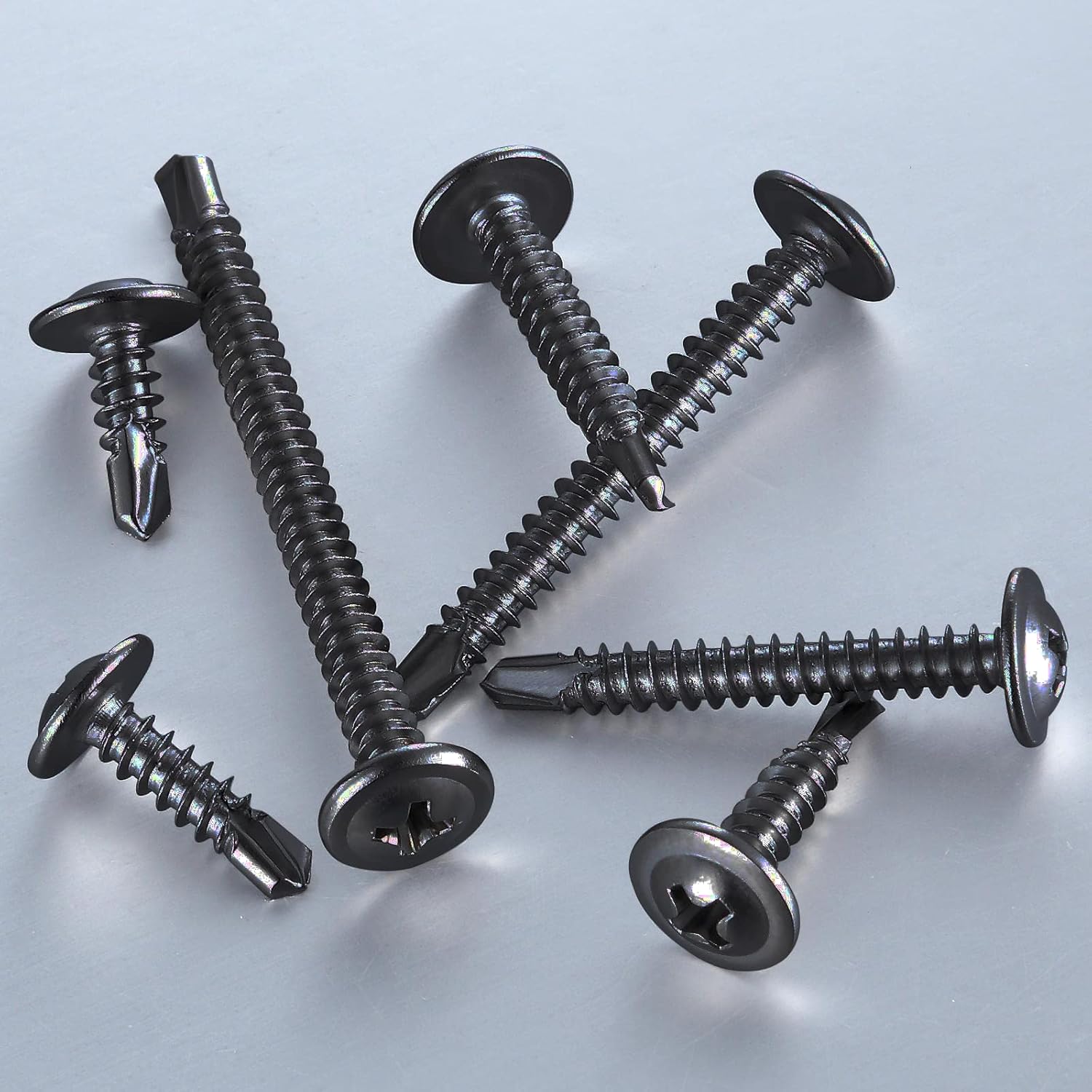 (200Pcs)#8×1” for Sheet Metal Self-Tapping Screws 410 Black Stainless Steel Truss Head High-Strength Quick Tapping