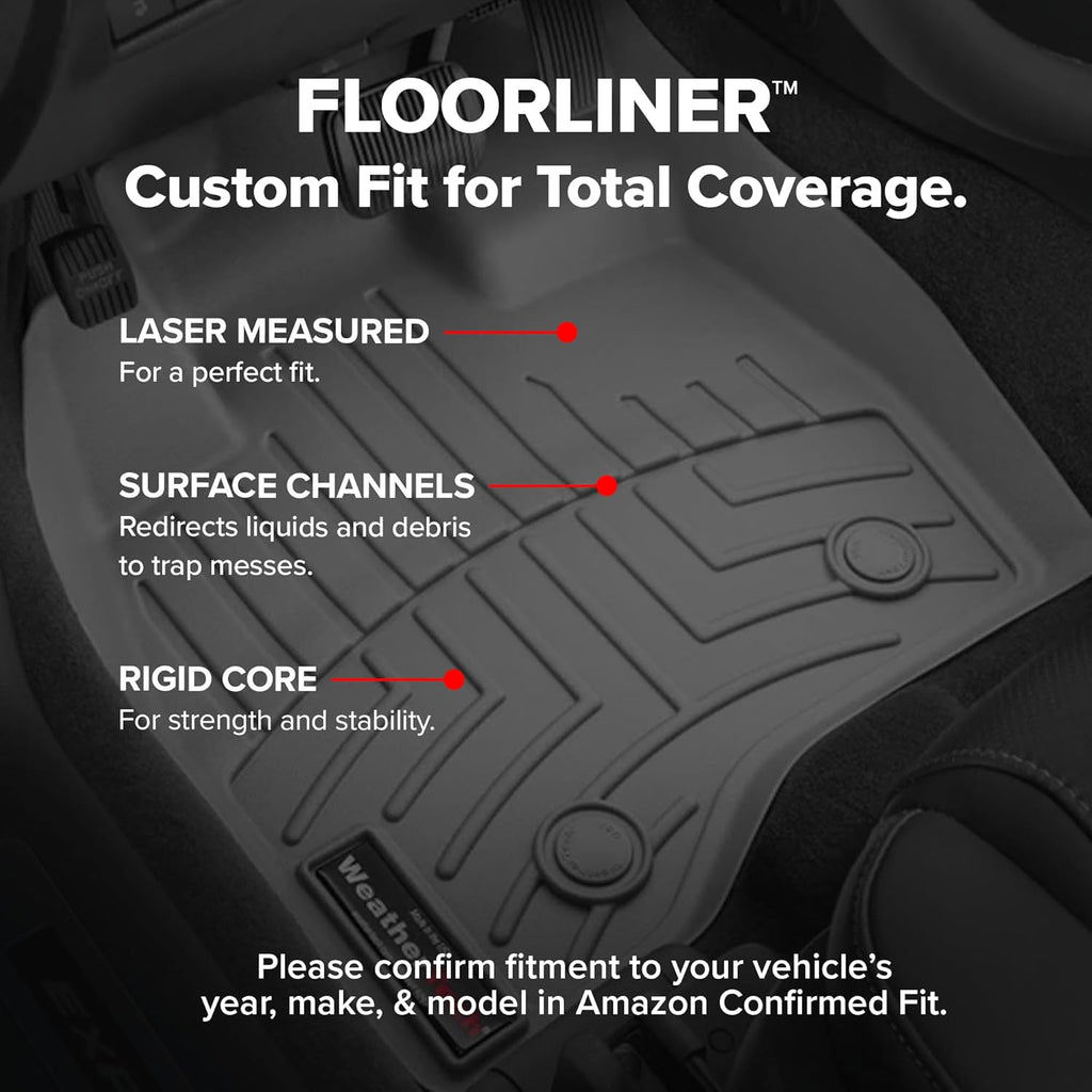 WeatherTech Custom Fit FloorLiners for Honda CR-V, CR-V Hybrid - 1st & 2nd Row (461780-1-2), Grey