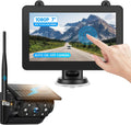 Magnetic Solar Wireless Backup Camera System with 7" IPS Touchscreen Monitor, 2K Rechargeable Auto On Off Rear View Camera with DVR Loop Recording for RV, Camper, Trailer, Trucks