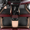 Add Personal Touch to Your Vehicle with IMEISH Customizable Logo Text Car Mats for 99% of vehiclesPads Protection Non-Slip Leather Floor Liners (Beige and Black Beige)