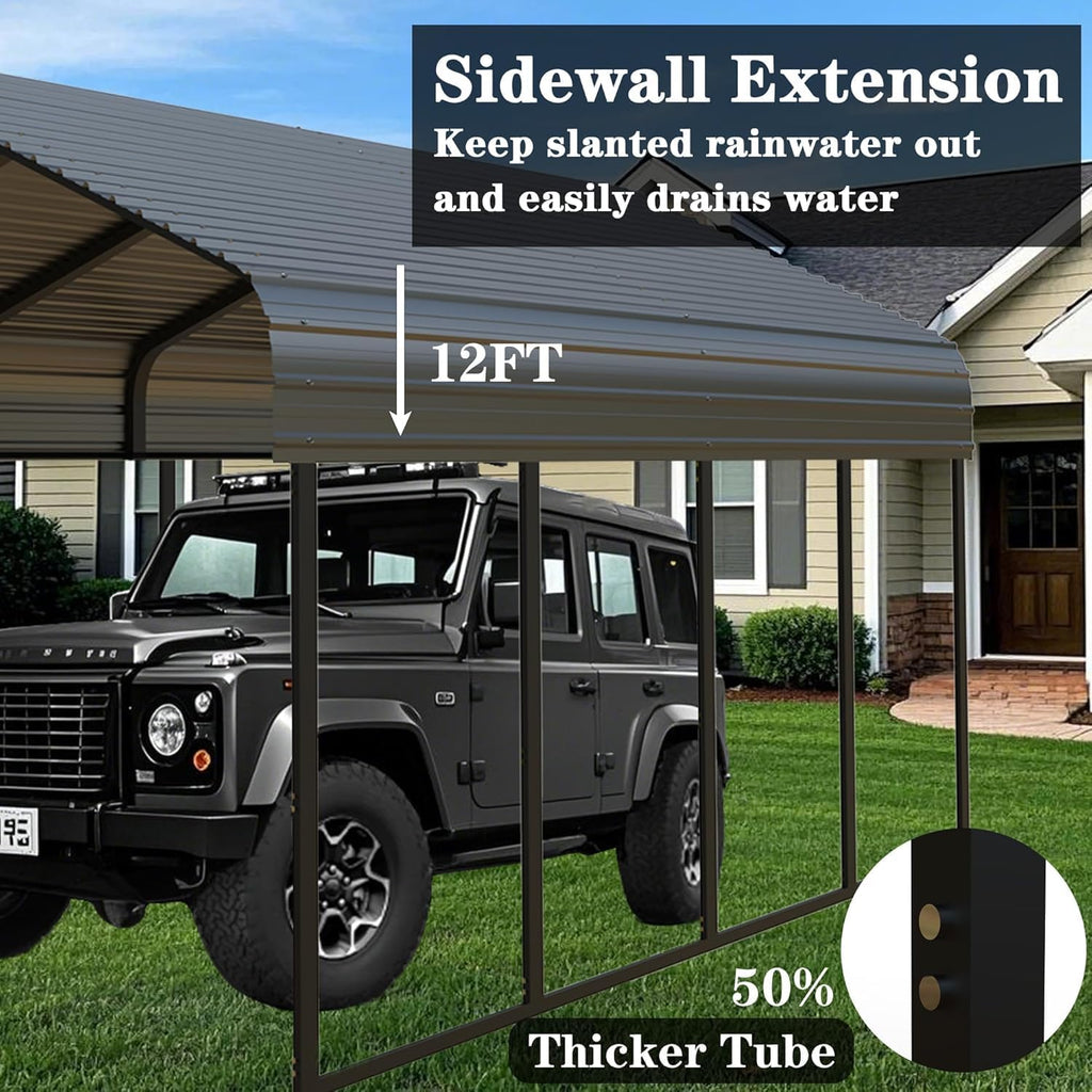 10x20FT/20x20 FT Metal Carport Heavy Duty for 2 Cars - Frame Shelter Car Garage Kits for All-Weather,Car Canopy Reinforced with Safe Boat Cover Car Ports for Yard Protection (10 x 20ft)