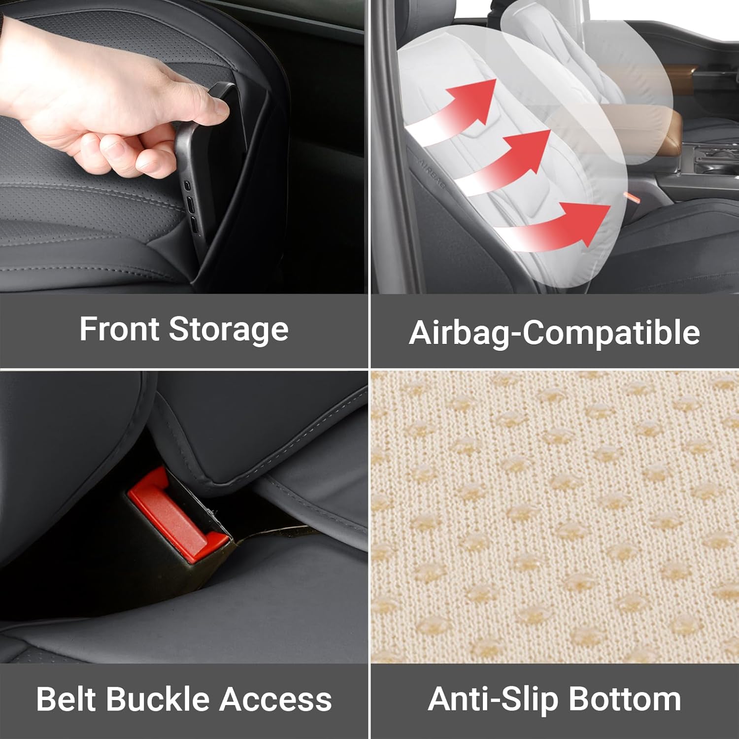 Coverland Custom Car Seat Covers Compatible with 2020-2025 Gladiator Crew Cab - Premium Leather Non-Slip Memory Foam Waterproof Custom Interior Protector Full Set-Dark Gray [See Size Chart-Size X112]