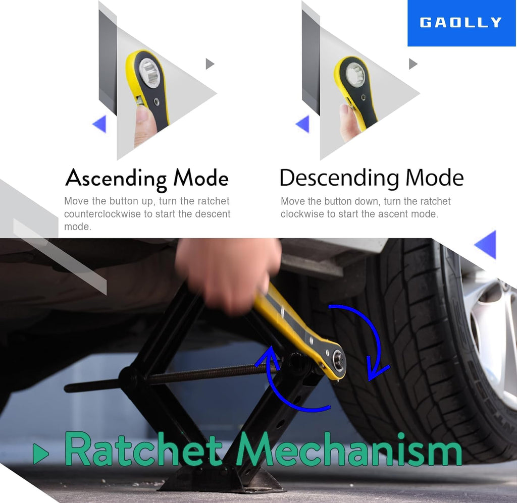 Scissor Jack - 2 Ton (4409 lbs) Car Emergency Kit with Lug Wrench, Tire Changing Kit for Sedan, Coupe, SUV, MPV