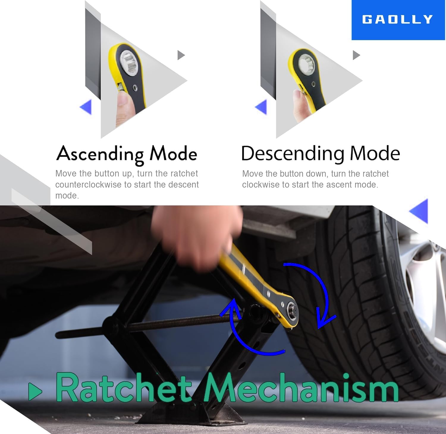 Scissor Jack - 2 Ton (4409 lbs) Car Emergency Kit with Lug Wrench, Tire Changing Kit for Sedan, Coupe, SUV, MPV