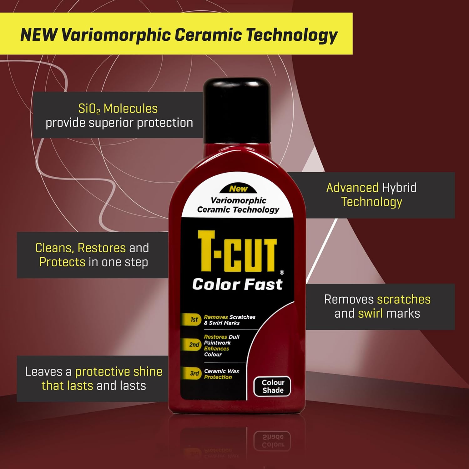 T-Cut Dark Red Scratch Remover Color Fast Paintwork Restorer Car Polish, 13 Colors Available, 17 Fl Oz