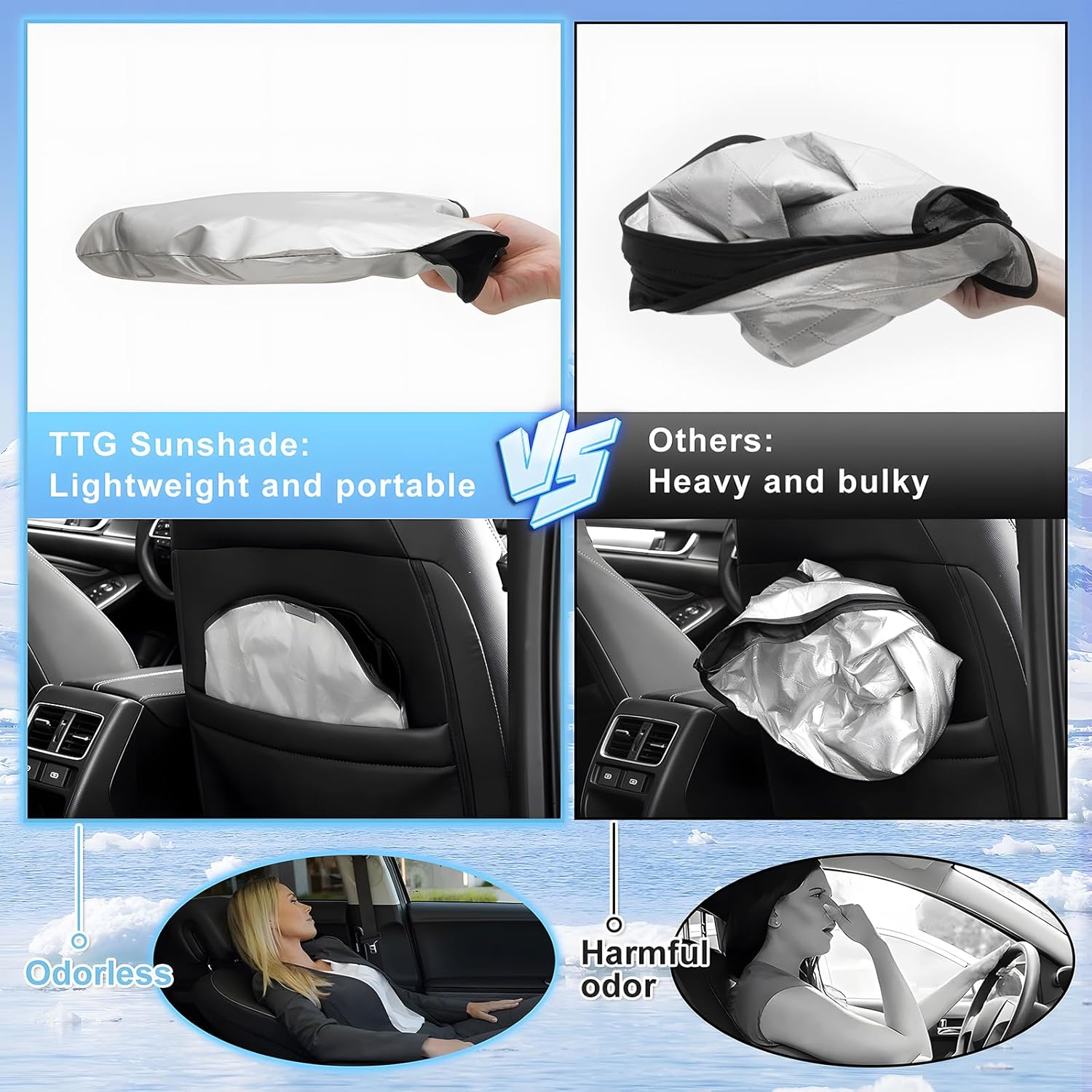 T TGBROS Windshield Sun Shade for Jeep Cherokee 2014-2023 Accessories Foldable Sun Shield Front Window Sunshade Cover Sun Visor Cover Block Heat and Sun Protection(Not for Grand Cherokee)