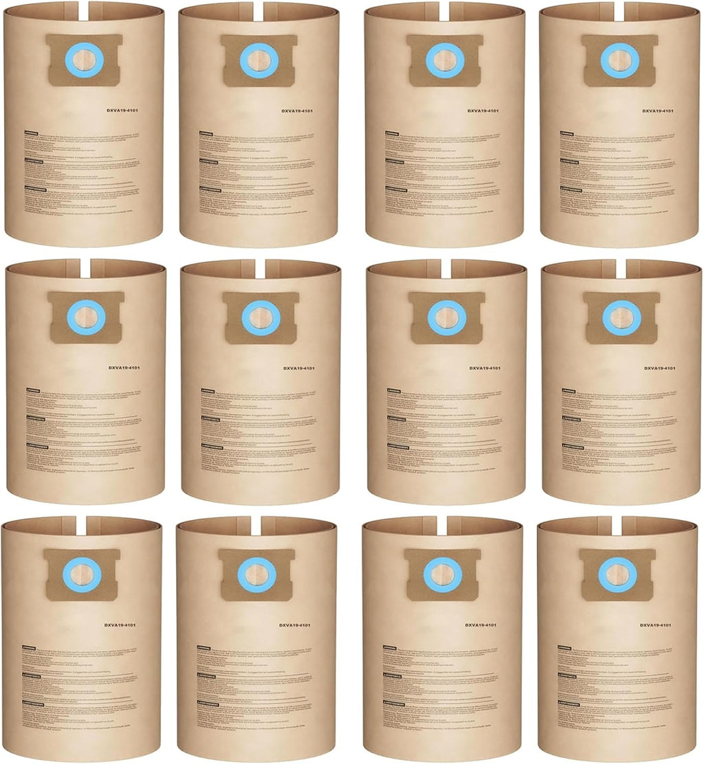 12 Pack DXVA19-4101 Dust Bag Compatible with DEWALT 6-10 Gallon DXV06P DXV09P DXV09PA DXV10P DXV10PL DXV10S DXV10SA DXV10SB Wet/Dry Vacuum Cleaners