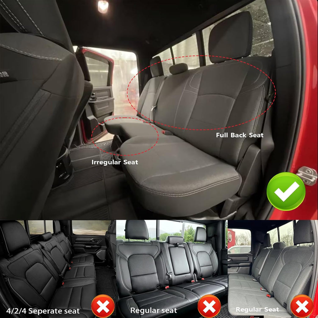 AOMSAZTO Custom Fit Seat Covers for Ram 2500 (2019-2025) Premium Faux Leather Car Seat Covers Full Set Black Waterproof Protection