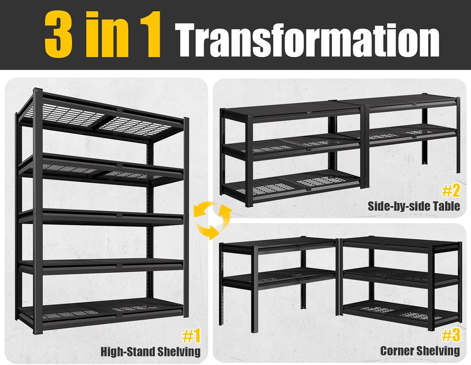 PrimeZone 36" W Heavy Duty Garage Shelving 5 Tier Heavy Duty Storage Shelves Adjustable Industrial Metal Wire Shelf Unit for Garage,Basement,Pantry,Warehouse,Commercial,36" W X 16" D X 72" H 2Pack