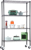 4-Tier Adjustable NSF-Certified Metal Shelf 36L x 14W x 62H Wire Shelving Unit Storage with Wheel for Small Places Restaurant Garage Pantry Kitchen Garage Rack,Black
