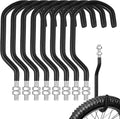 Shimeyao 8 Pcs Machine Thread Bicycle Storage Hook with Nut Heavy Duty Bike Hooks M10 x 1.5 Machine Threading Hook Rubber Coated Bicycle Hanger for Hanging Large Mountain Bike Tire (3.15 Inch,Black)