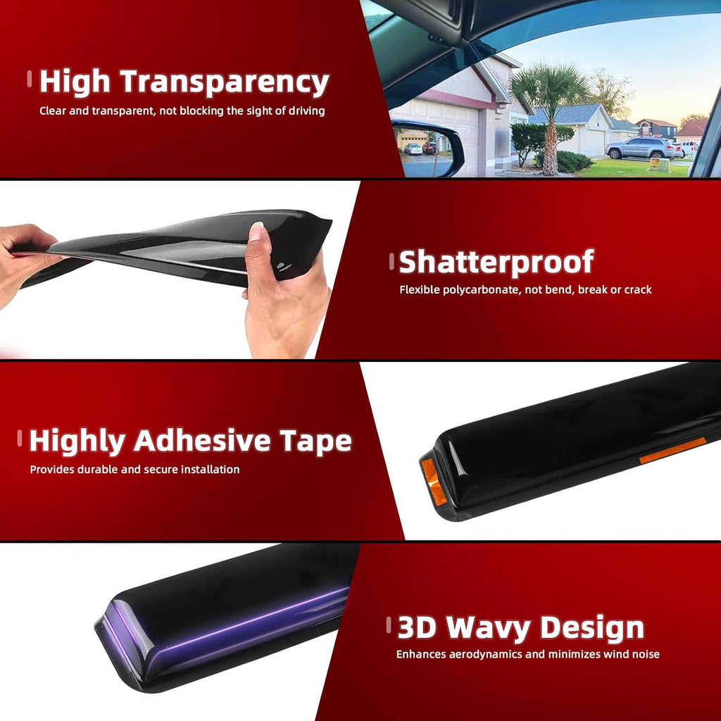 in-Channel Rain Guards Fit for Hyundai Palisade 2021 2022 2023 2024, Durable Vent Window Visors Shades, Smoke Side Wind Deflectors for Car-4PCS