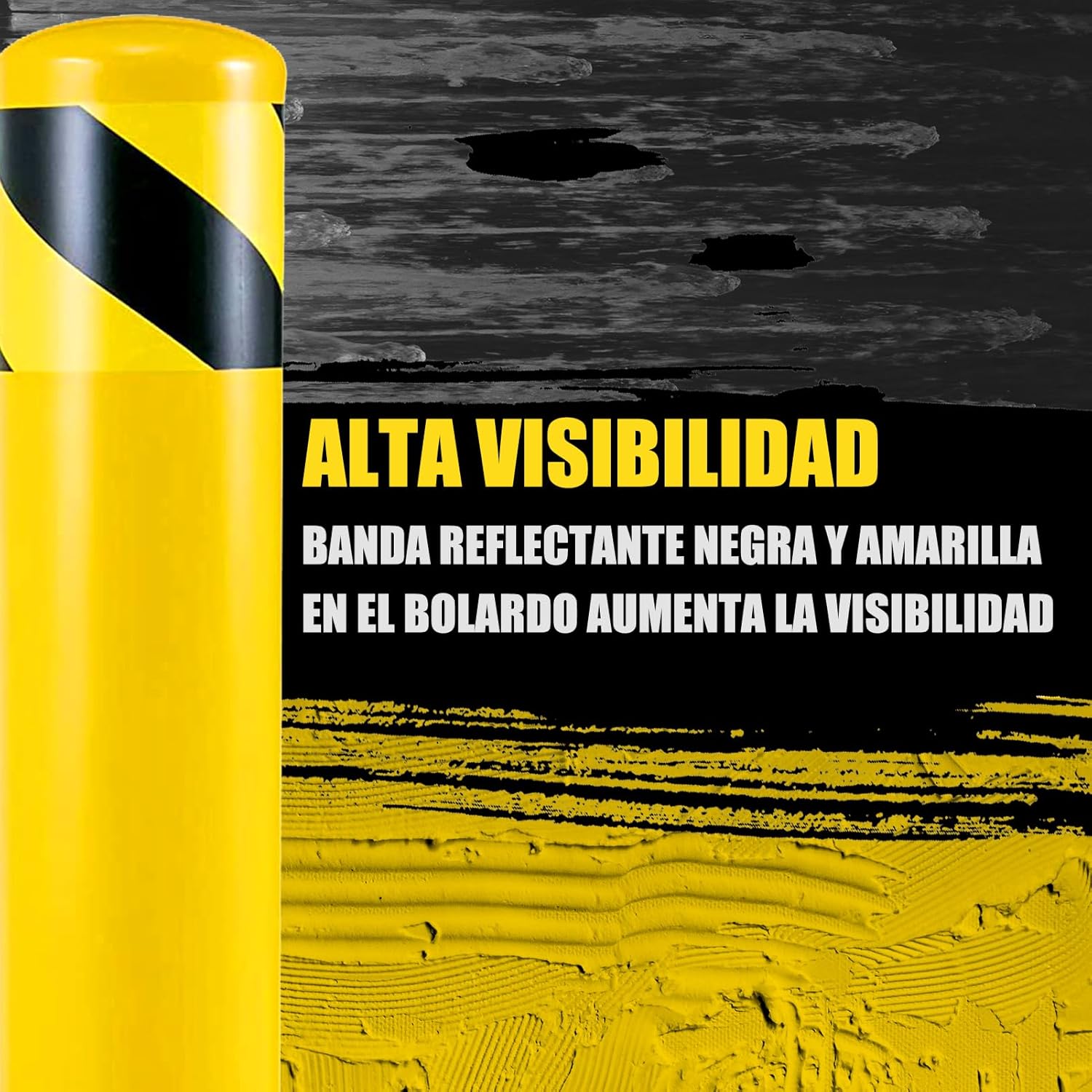Safety Bollard Post, Steel Bollards,Parking Bollard, Yellow Powder Coated Safety Parking Barrier Post, for Traffic Sensitive Areas (6, 36"H*3.5"D)