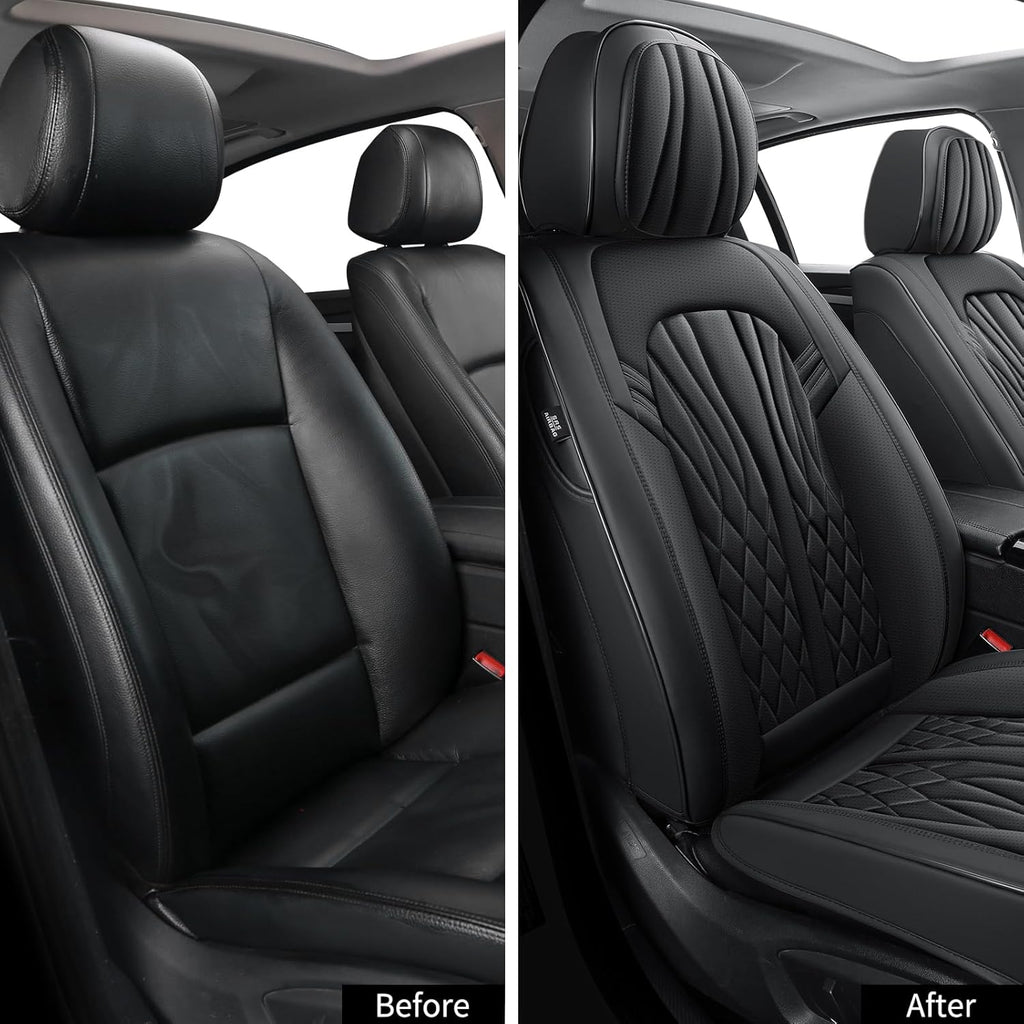 Seat Covers for Cars, Waterproof Seat Covers, Leather Car Seat Covers 2 Pack, Universal Seat Cushion Protector for Most Cars Black