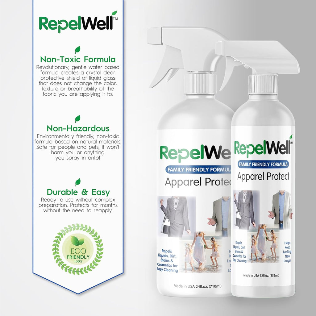 Apparel Protect (12oz) Stain & Water Repellent Spray – Non-Toxic, Eco-Friendly, Pet-Safe Sprays for Clothing & More