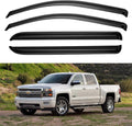 Window Visors Rain Guards for 2014-2018 Chevy Silverado/GMC Sierra 1500 Full-Size Cab, Out-Channel Window Vent Wind Deflectors Visors Shades for 2015-2019 Silverado/Sierra 2500HD 3500HD Crew Cab