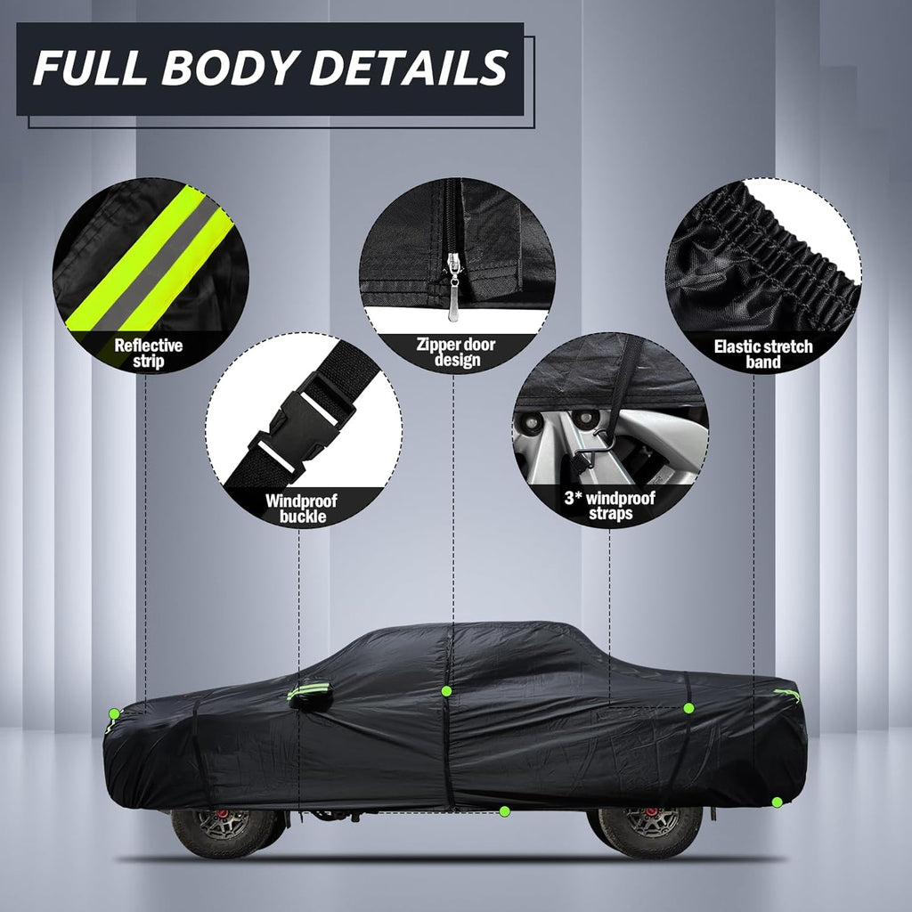 Migaven 6 Layers Car Cover Custom Fit for Toyota Tacoma 2005-2024, Waterproof Full Exterior Cover Rain Sun Protection with Door Zipper
