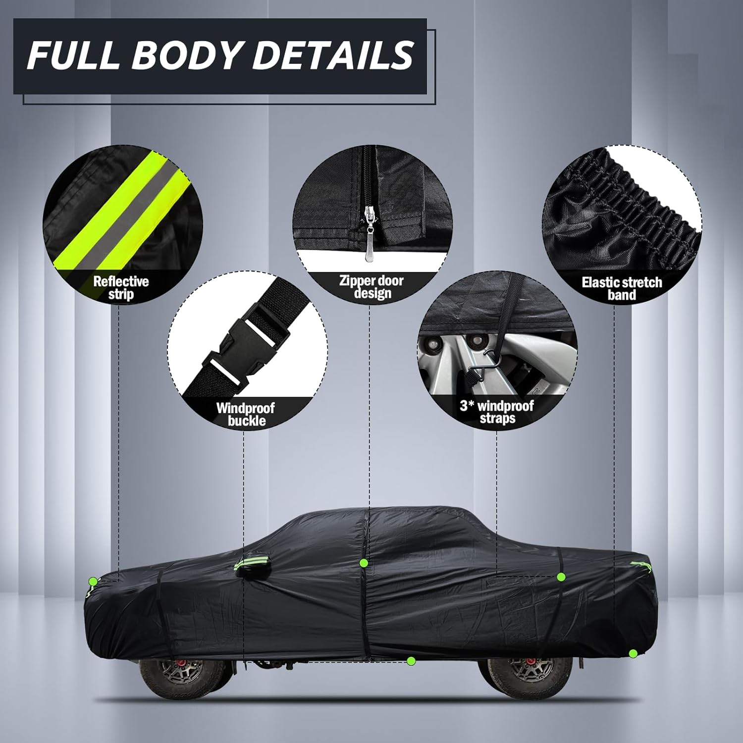 Migaven 6 Layers Car Cover Custom Fit for Toyota Tacoma 2005-2024, Waterproof Full Exterior Cover Rain Sun Protection with Door Zipper