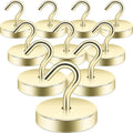 Neosmuk Magnetic Hooks, Cruise Ship Essentials, 100lb+ Heavy Duty Magnetic Hooks for Cruise Cabins, Refrigerator, Grill, Hanging, and Travel | Extra Strong Must-Haves Magnet Hook,Gold