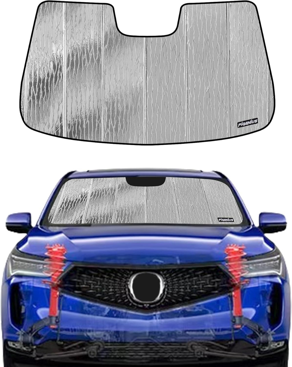 Windshield Sun Shade for Acura RDX 2019-2025,2-in-1 Reflective Sunshade,Silver for Summer, Black for Winter